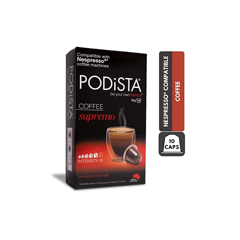 PODiSTA Nespresso Compatible Capsules - Supremo Espresso, 10-Count