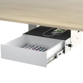 Lockable Carbon Steel Under Desk Drawer, Slide-Out Ball Bearing Storage Organizer for Home Office Standing Deskcolor: White, size: 31.3*28.9*8.5 CM