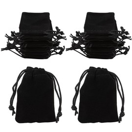 Beebeecraft 25Pcs Velvet Drawstring Pouches, 7x5CM Black Rectangle Jewellery Pouches for Jewellery Earplug and Key Chains