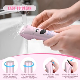 Bikini Trimmer for Women - 3 in 1 Painless Electric Razors, Bikini Trimmer for Pubic Hair with Led Display, Rechargeable Electric Shaver for Women, Ceramic Blade Body Shaver