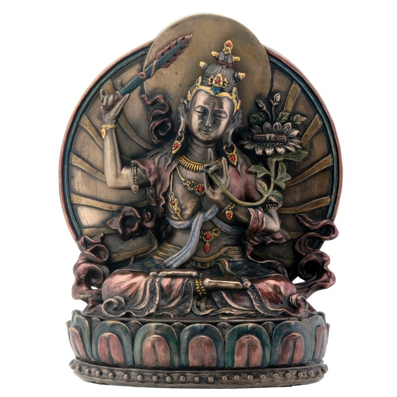 Manjushri Sitting On Lotus Buddhism Display Statue