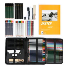 Kit de Dibujo y Arte Profesional de 72 Piezas, Lápices de Colores, Carbón y Boceto con Estuche Portátil                                               