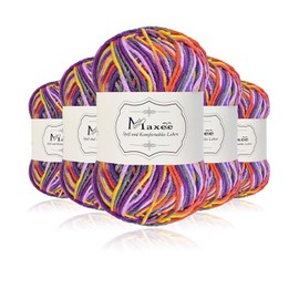 Maxee Hand Knitting Yarn, 5 x 50 g Crochet Yarn, Colourful Gradient Acrylic Yarn for Knitting, Soft Wool for Crocheting, Multicoloured Yarn for Knitting, Crochet and Crafts