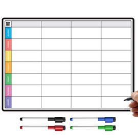 TMS A4 Magnetic Weekly Planner and Dry Wipe Pens | Fridge Magnet Calendar, Meal Planner Whiteboard for Kitchen | Small Dry Erase Memo Board for To Do List, Office Notes or Daily Reminders
