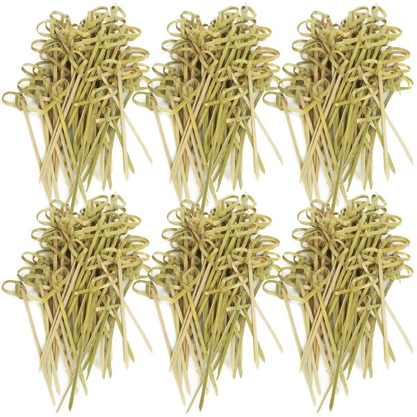com-four® 300x Fingerfood skewers Made of Bamboo Wood - Wooden skewers with Knots for a Noble Look - Ideal for Buffet or Gastro (300 Pieces - 9cm with Knots)