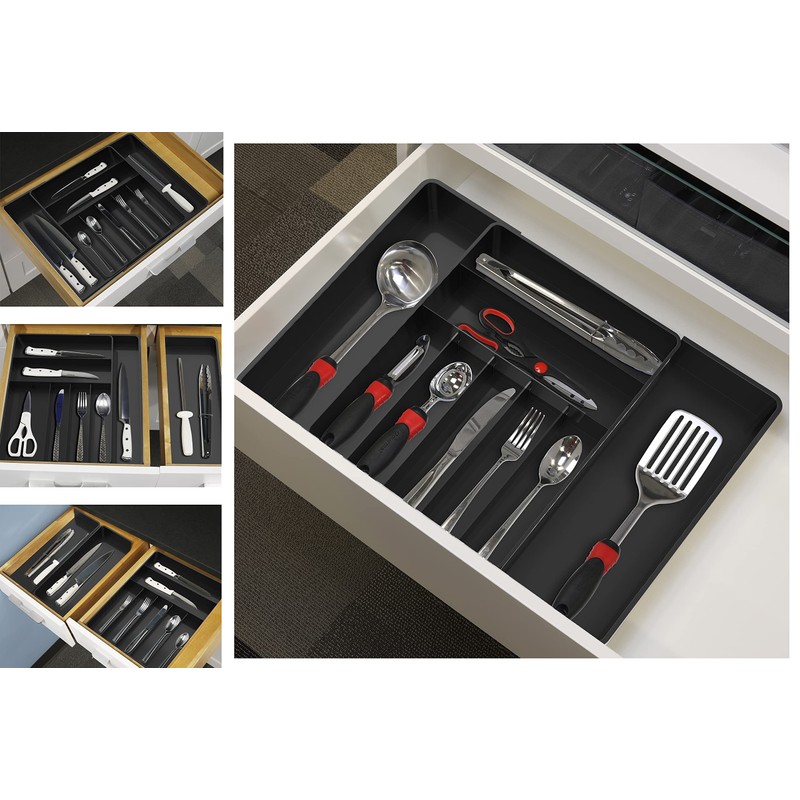 Simple Houseware Expandable Kitchen Drawer Flatware Organizer, Black – Adjustable
