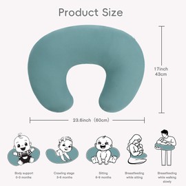 FUNUPUP Rayon Made from Bamboo Nursing Pillow Cover Compatible with Boppy Nursing Pillow, Stretchy Baby Nursing Covers for Breastfeeding Pillows for Boys Girls, Green
