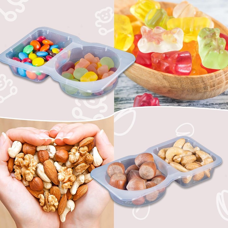Collenatsy Reusable Snack Container, Double Compartment Snack Pack Container with
