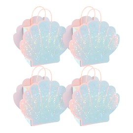 Cheerland Seashell Party Favor Bag for Mermaid Birthday Decorations and Under the Sea Theme Party Summer Ocean Beach Picnic Party Celebration Gift Bag Goodie Treat Bags Party Supplies (Pack of 4)