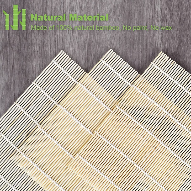 3 Sheets Sushi Mat, 9.5x9.5 Inch Natural Bamboo Sushi Rolling