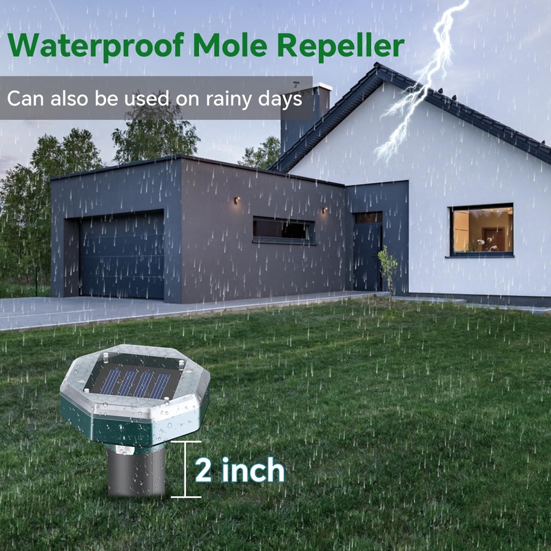 Mole Repellent Solar Powered - Ultrasonic Mole Repeller Vole Repellent
