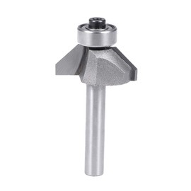 sourcing map Chamfer Router Bit 1/4 Shank 3/8" Dia 45 Degree High Carbon Steel with Bearing for Carpentry Woodworking Cutter Tool