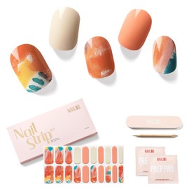 NAILOG Semi-Cured Gel Nail Strips, 20 Stickers, Extra-Long, Salon-Quality Nail Wraps, Waterproof, Long Lasting, Nail Kit, Beautiful Glossy Sheen, Cute, Artistic Design, Spring│Masterpiece