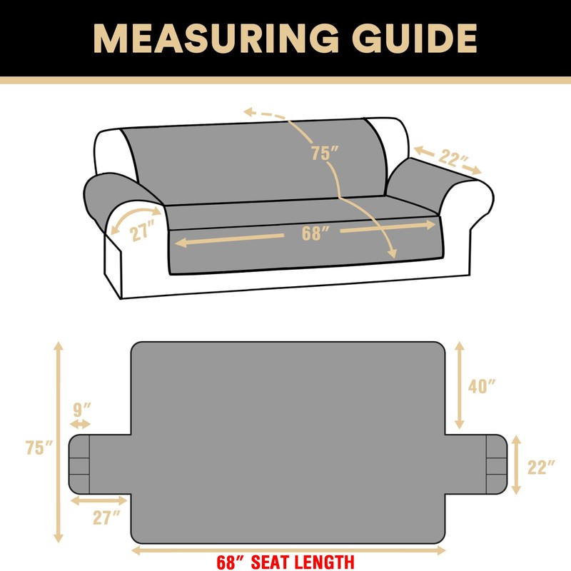 PrinceDeco Waterproof Sofa Cover Diamond Quilted Couch Cover 3 Cushion