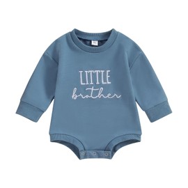 Frietlebird Big Sister Little Brother Matching Outfits Newborn Baby Boy Sweatshirt Romper Long Sleeve Onesie Fall Winter Clothes (C-Blue Romper,0-3 Months)
