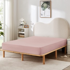 HBHLFZ Full Fitted Sheet Only, 16” Deep Pockets - Bottom Sheet - Soft Breathable Brushed Microfiber - All Around Stretch Fit, Wrinkle Resistant, Colorfast, Full Size Bed Sheet, Light Pink