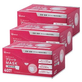 Iris Ohyama Pleated Mask, 40 ct. x 3 Box Set, Small