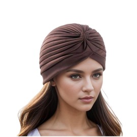 Fashion Stretchy Head Wrap - Plain Color All-Gender Cap for Daily Use- Soft Head Cover for Women, Men, Travel & Daily Wear (US, Alpha, One Size, Dark Brown)