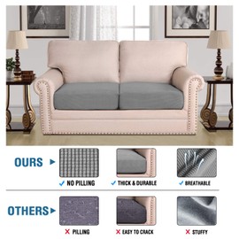 H.VERSAILTEX High Stretch Couch Cushion Covers,Chair Sofa Seat Slipcovers Couch Cushion Cover Stretch Furniture Protector for Kids, Pets(2 Packs Cushion Loveseat Covers, Dove)