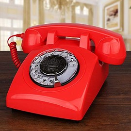 TelPal TelPal Red Retro Phone, Corded Antique Vintage Landline Phone with Old Fashioned Rotary Dial Keypad, Decorative Classic 80s Desk Phone for Home,Office, Hotel, School & Gift