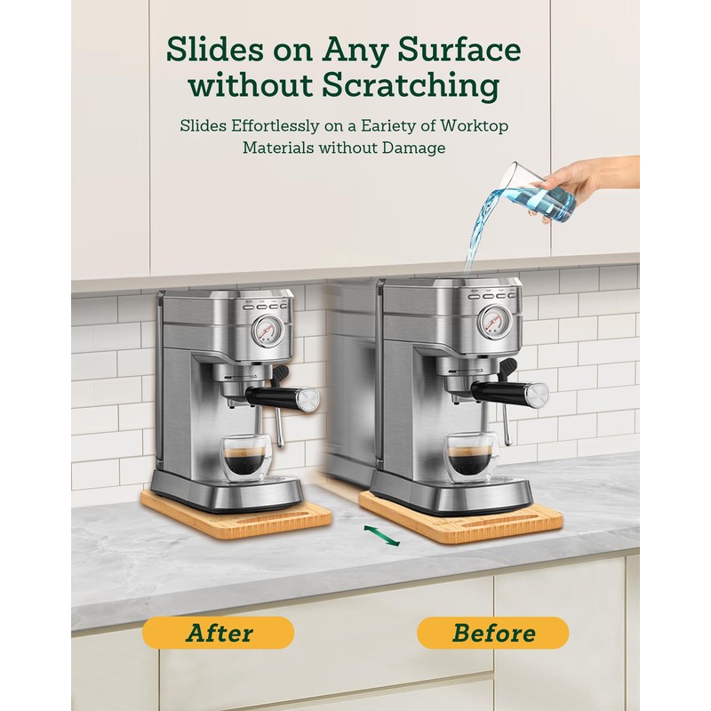 Bamboo Appliance Slider, Sliding Tray for Coffee Maker, Kitchen Countertop