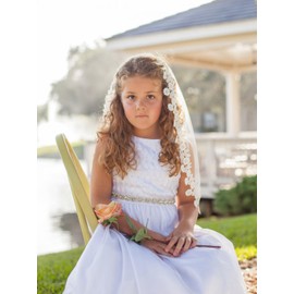 Bmirth Flowergirl Lace Veils 1 Tier First Communion Veil With Dress Bridal Wedding Veils White First Communion Veil Lace