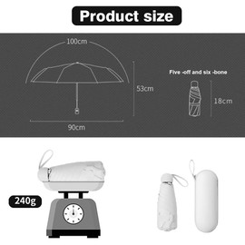 YZDZSW Compact Umbrella, 6 Ribs Pocket Umbrella, Sun Protection Umbrella, Outdoor UV Folding Umbrella for Sun and Rain (White), White