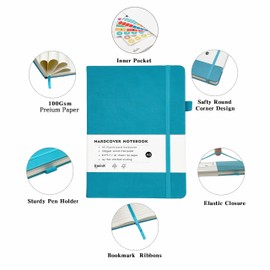 EminX Hardcover Lined Journal Notebook, 192 Pages A5 Notebooks College Ruled, Journal for Women & Men, Notebooks for Note Taking/School/Work, 100GSM, 5.7" x 8.5" (Blue)