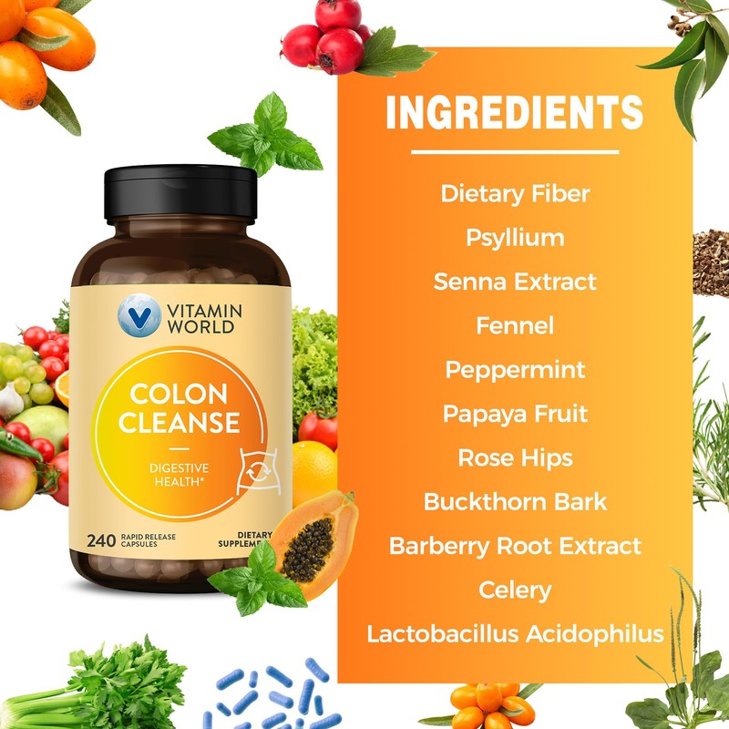 Vitamin World Colon Cleanse - 240 Capsules, Gut Detox with