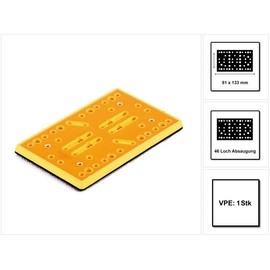 Mirka Sanding Shoe Hardness Medium + Protective Pad 81 x 133 mm Velcro for Orbital Sander Mirka DEOS DEOS353CV with 46 Suction Holes for Dust-free Sanding with Mesh Abrasives