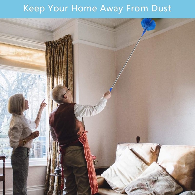 Cobweb Duster with Extension Pole, Washable Cleaning Duster Kit with