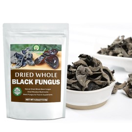 Dried Whole Black Fungus - 4.0 oz, All-Natural Black Fungus Wood Ear Mushrooms for Cooking, Soup and Vegan Recipes, Natural & Hand-Selected