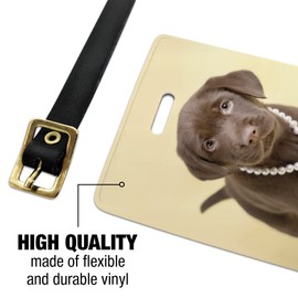 Chocolate Lab Labrador Puppy Dog Crown Luggage ID Tags Cards Set of 2