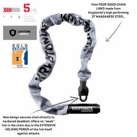 Kryptonite Keeper 785 Bike Chain Lock, 2.8 Feet Long Heavy Duty Anti-Theft Bicycle Chain Lock with Keys for Bike, Motorcycle, Scooter, Bicycle, Door, Gate, Fence,Gray