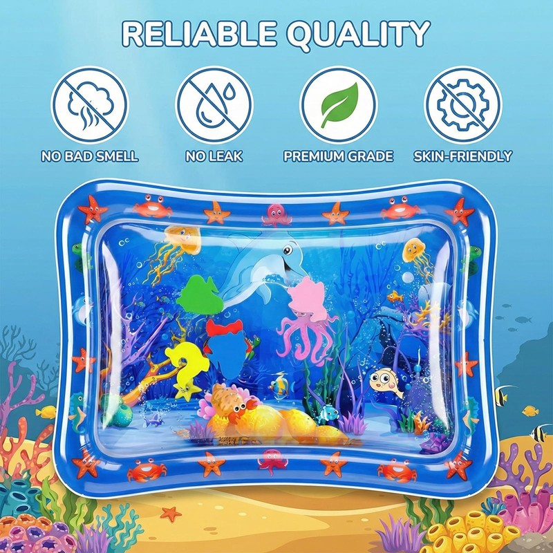 Water Mat Tummy Time Water Play Mat, Dolphin Inflatable Sensory