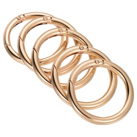 PATIKIL 51x39x6mm Spring Gate O Rings, 5 Pack Round Snap Clip Zinc Alloy for Keyrings Buckle, Light Gold