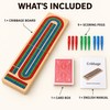 Wooden 3-Track Cribbage Board Game with 9 Pegs, Playing Cards