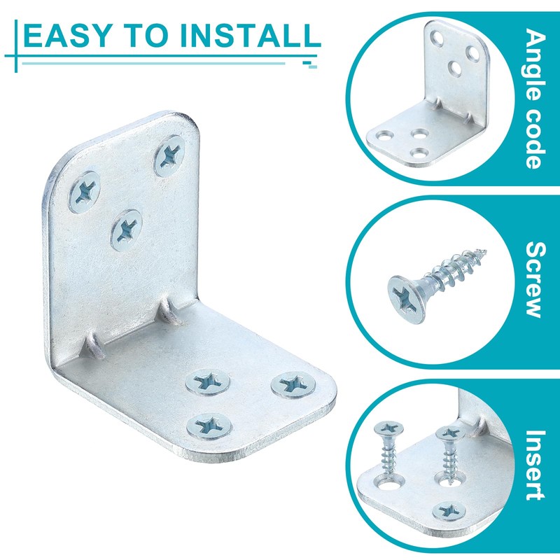 sourcing map 4 Pcs L Corner Bracket Corner Brace Metal