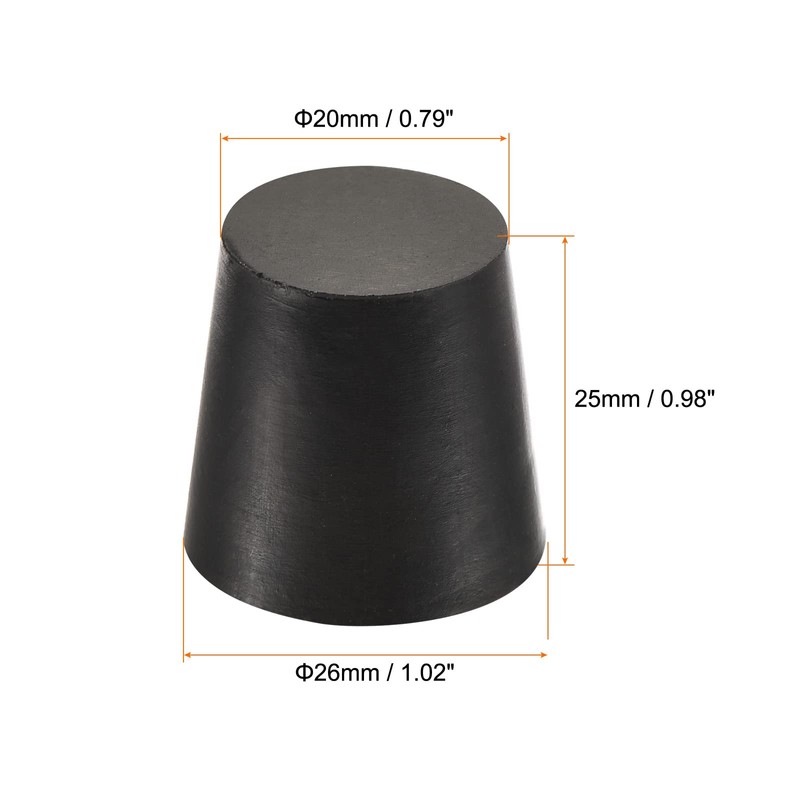 sourcing map Pack of 5 Tapered Rubber Caps 20 mm