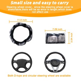 Bittwee Leather Car Steering Wheel Cover, Elastic Stretch Vehicle Steer Wheel Protector Without Inner Ring, Anti-Slip Woven Automotive Accessories, Universal 14.5-15 Inch for SUV, Truck, RV（Gray）