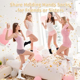 JUGEVI 2 Pairs Magnetic Holding Hands Socks, Funny Couple Socks Unique Magnetic Connection Design Gifts Best Friend Engagement Anniversary Teens Gag Cute Weird Stuff White