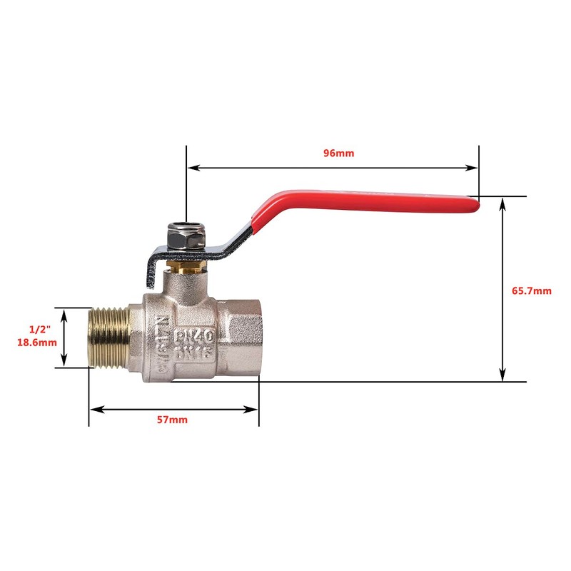 zencQ Ball Valve 1/2 Inch MF Lever Handle, Brass Ball