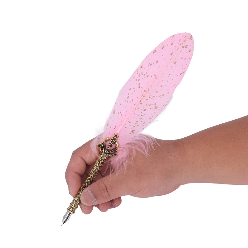 Quill Pen Set Retro Elegant Exquisite Pattern Smoothing Writing Feather