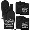 GROBRO7 6 Piece Funny Oven Glove Set, Happiness is Homemade