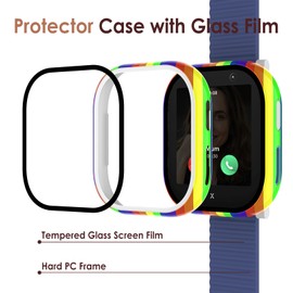 Simpeak Pack of 4 Protective Cases Compatible with Xplora X6 Play Kids, PC Hard Case, Scratch-Resistant Case with Tempered Screen Protector, Anti-Fall Protection Accessories, Transparent, Black, Blue