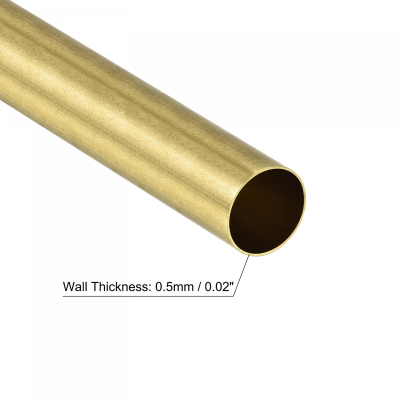 sourcing map Brass Round Tube 17 mm Outer Diameter 0.5