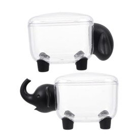 Ciieeo 2pcs Transparent Cotton Swab Storage Box Decorative Makeup Cotton Pad Holder with Cover for Bathroom Organization and Travel Cute Elephant and Sheep Design