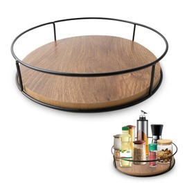 CHENGCKJ Turntable Organiser Wooden Rotating Lazy Susan Spice Rack Runda | Turntable Organiser for Cupboard Fridge Kitchen Work Plate Bathroom