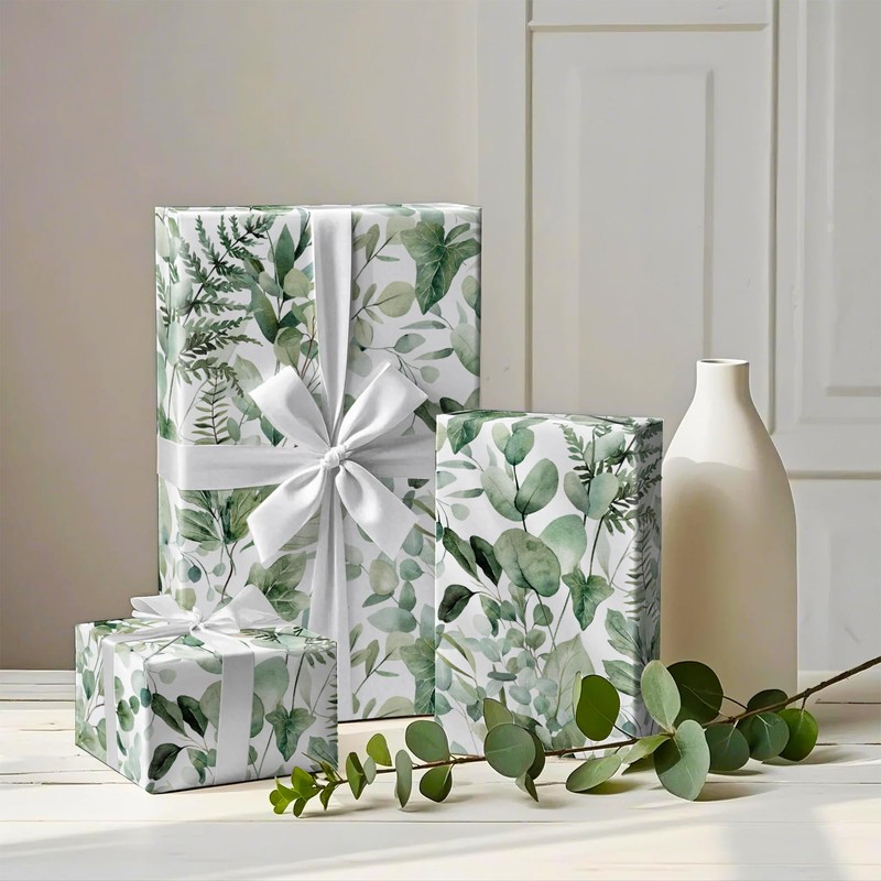 WRAPAHOLIC Eucalyptus Leaves Wrapping Paper Roll - Mini Roll -