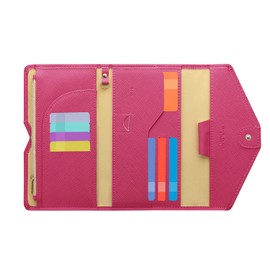 ZOPPEN Mulit-purpose Rfid Blocking Travel Passport Wallet (Ver.4) Tri-fold Document Organizer Holder, #7 Rose Red